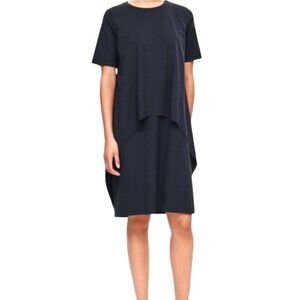 COS Dress Women Medium Blue Jersey Knit Short Sleeve Asymmetric Circle Cut Shift